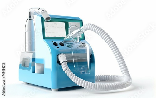 Healthcare Essential Nebulizer Machine and Mask Isolated on White Background.