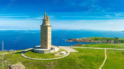 View of the Tower of Hercules, A Coruna, Galicia, Spain photo