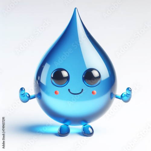 Wallpaper Mural 3D water drop cartoon. Draws attention to climate change and water scarcity. World Water Day. AI generated  Torontodigital.ca
