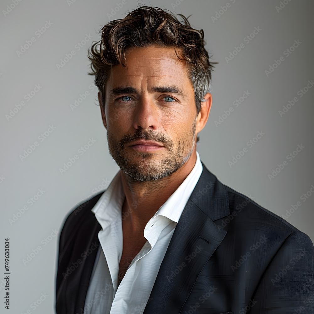 Man in Suit Portrait with Personality in Wavy Style Man in Suit Portrait with Personality in Wavy Style
