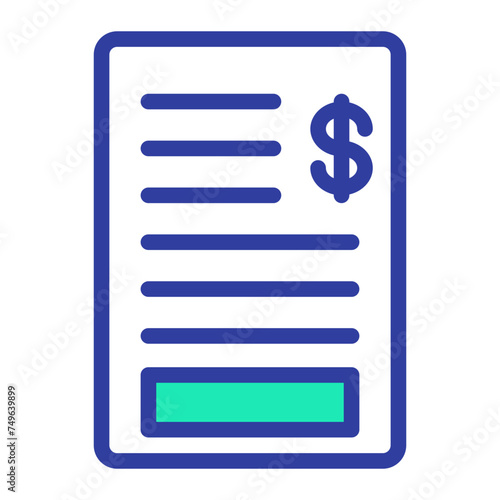 This is the Invoice icon from the Hotel icon collection with an Color Lineal style