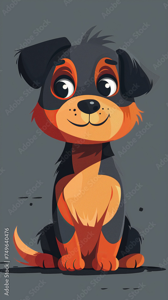 Black and Tan Animated Puppy Artwork Black and Tan Animated Puppy Artwork