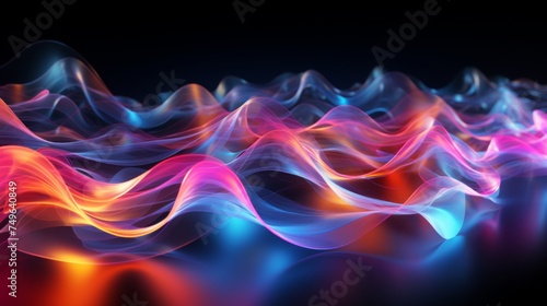 Vibrant Waves of Color in Abstract Flowing Motion Against a Dark Background