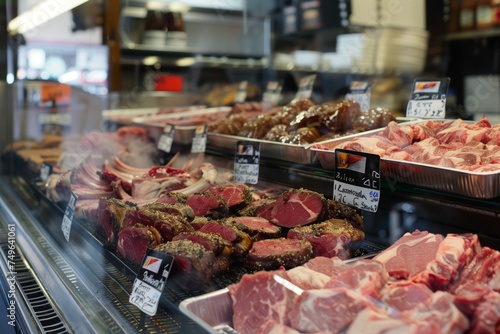 Fresh Assorted Meat Display at Butcher Shop