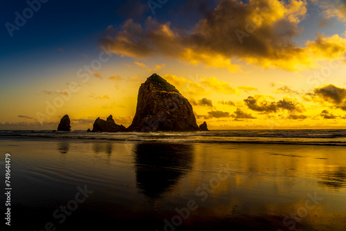 Sunset at Haystack Rock and The Needles at Cannon Beach, Oregon © hpbfotos