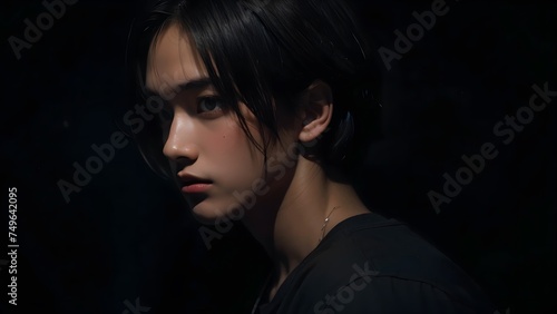 暗闇で見つめる男性