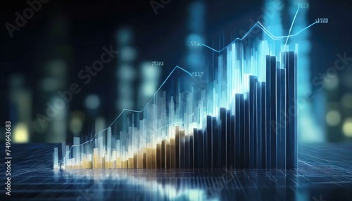 Gráfico ascendente. Finanzas, economía. Estadísticas. photo