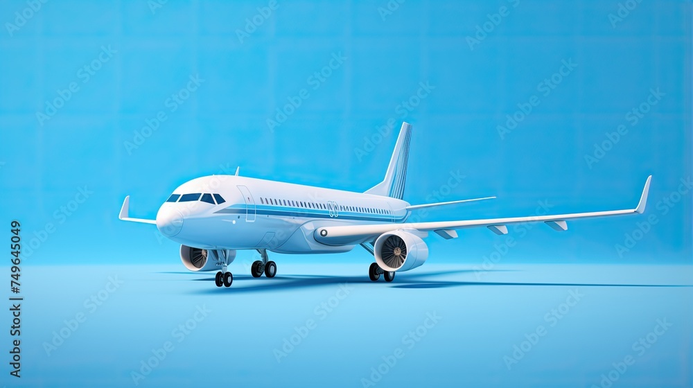 Fototapeta premium A sleek and sophisticated airplane is parked on a runway, ready to take off into the sky.