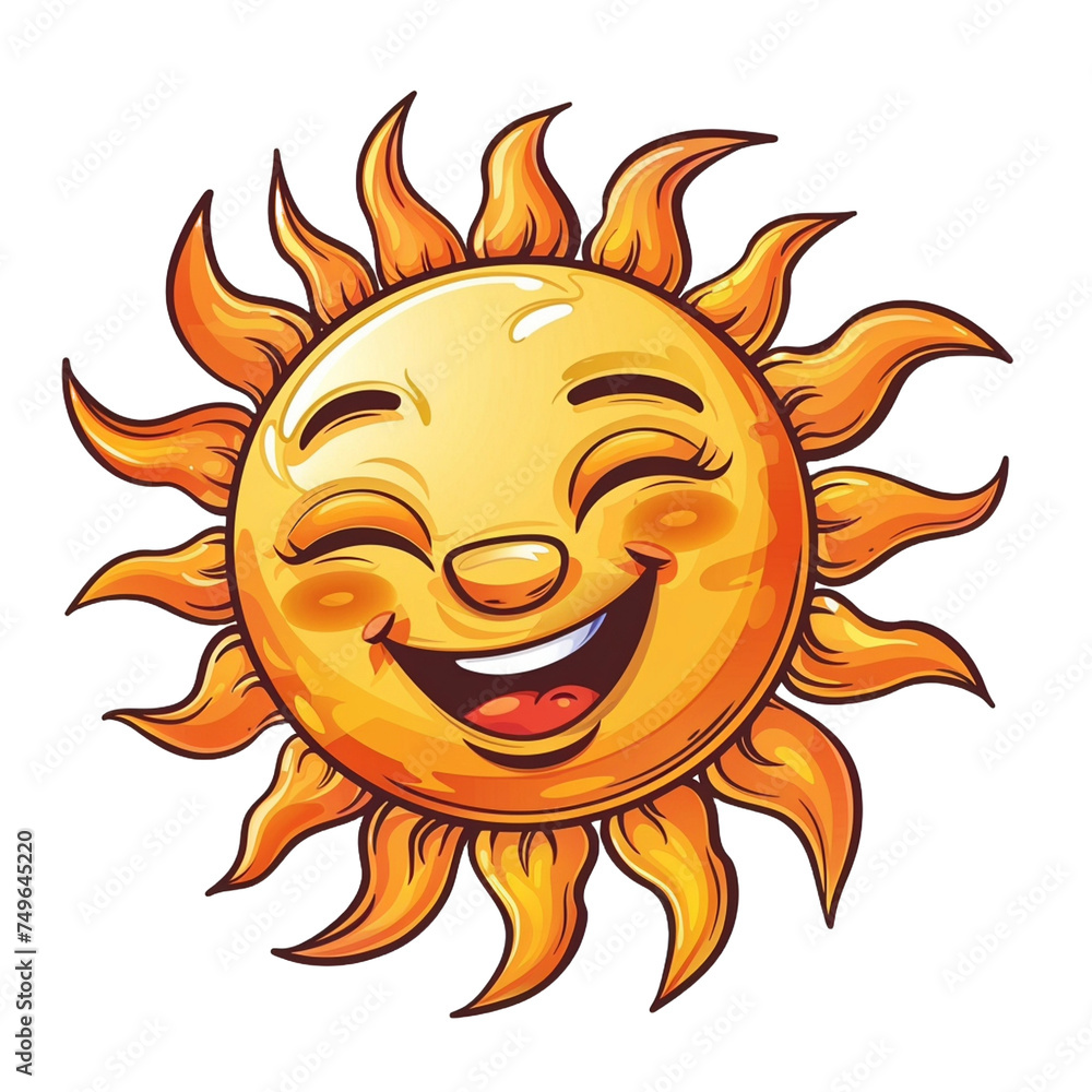 happy sun  -  vector cartoon illustration isolated on white background 3d render Generative AI