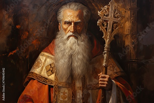 Saint Cyril of Alexandria, oil painting illustration