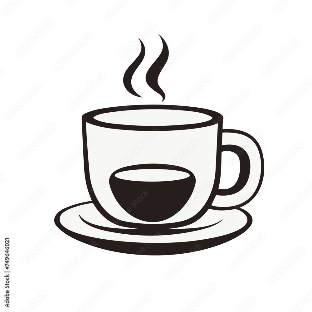 Obraz premium cup of coffee with steam icon vector illustration isolated transparent background logo, cut out or cutout t-shirt print design, poster, products or packaging design