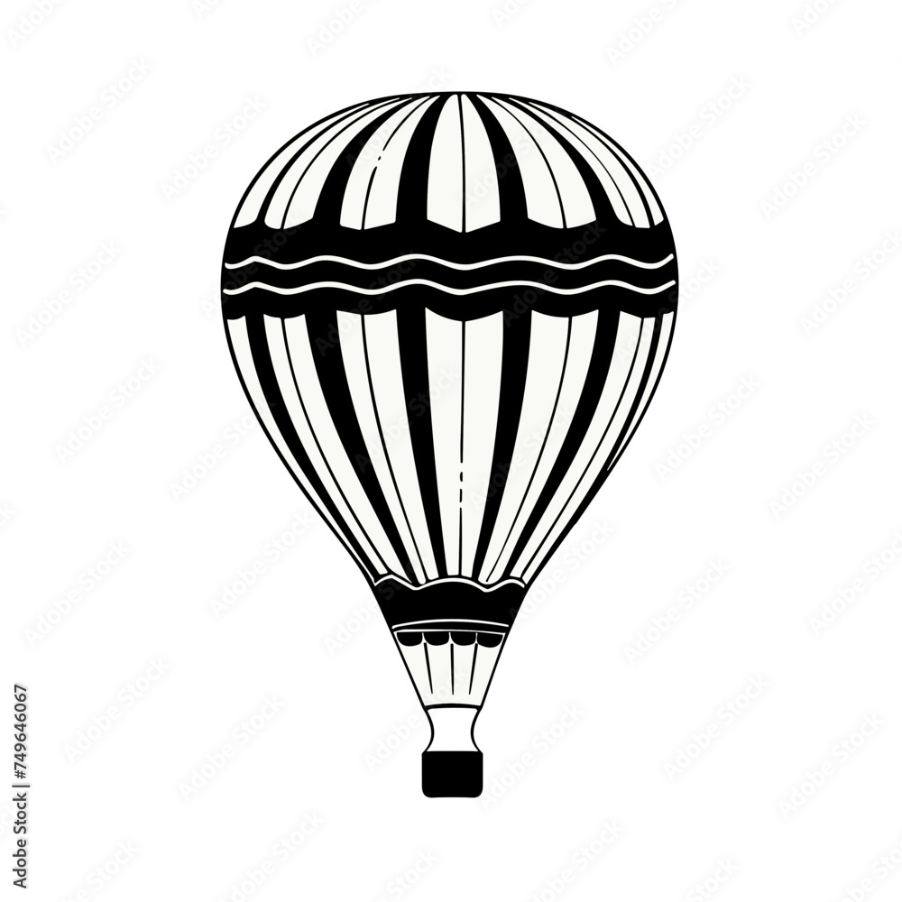 Obraz premium hot air balloon icon black and white vector illustration isolated transparent background logo, cut out or cutout t-shirt print design