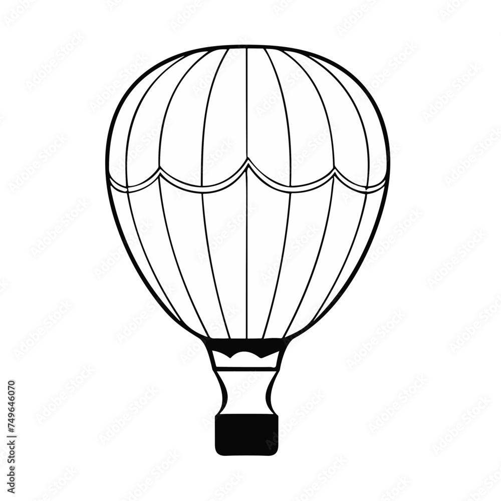 Obraz premium hot air balloon icon black and white vector illustration isolated transparent background logo, cut out or cutout t-shirt print design