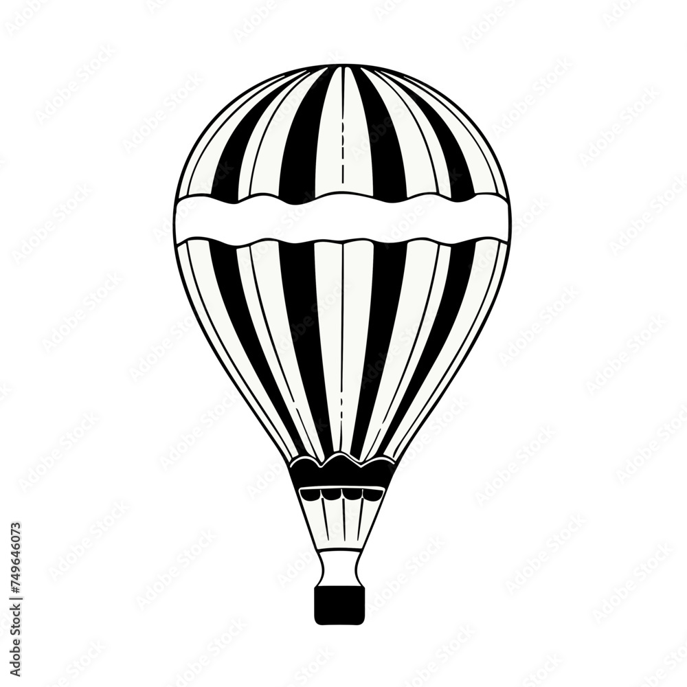 Naklejka premium hot air balloon icon black and white vector illustration isolated transparent background logo, cut out or cutout t-shirt print design