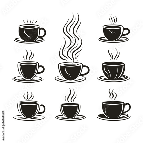 cup of coffee with steam icon vector illustration isolated transparent background logo  cut out or cutout t-shirt print design  poster  products or packaging design
