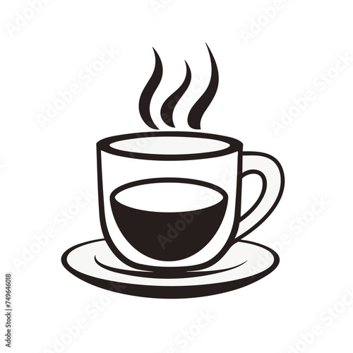 cup of coffee with steam icon vector illustration isolated transparent background logo, cut out or cutout t-shirt print design