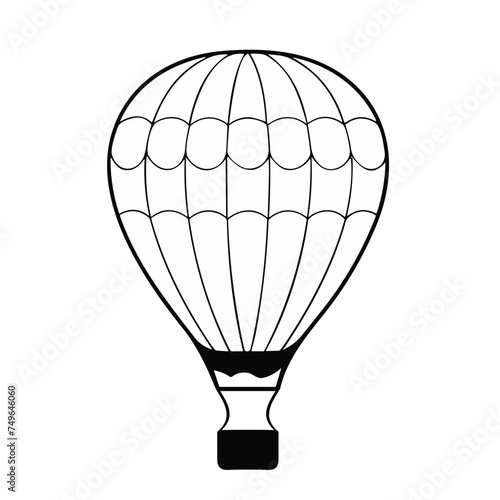 hot air balloon icon black and white vector illustration isolated transparent background logo, cut out or cutout t-shirt print design