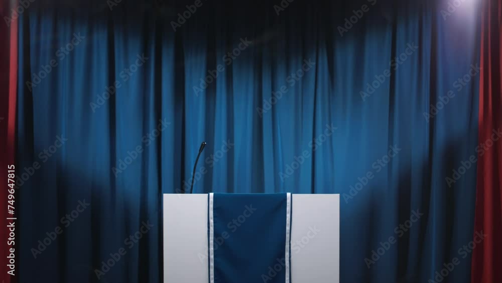 Medium tilting no people footage of rostrum or podium on stage in ...