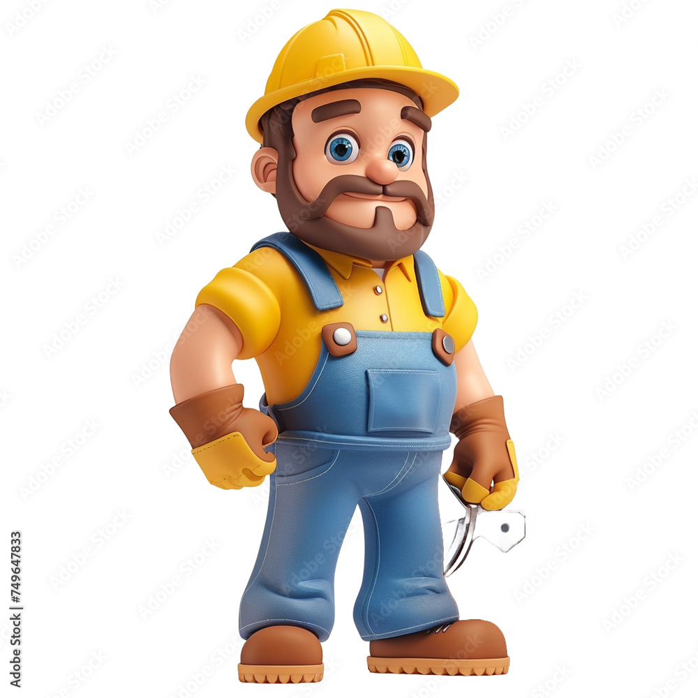 builder with helmet and tools - vector cartoon illustration isolated on white background 3d render Generative AI builder with helmet and tools - vector cartoon illustration isolated on white background 3d render Generative AI
