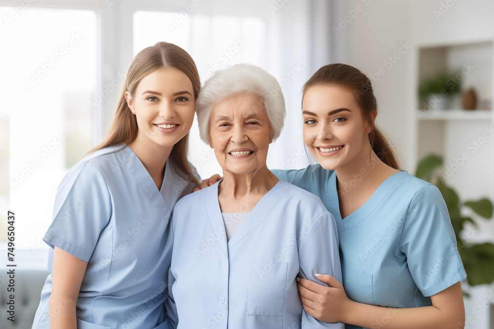 Senior Care: Compassionate Nurses with Elderly Woman - Healthcare Support Senior Care: Compassionate Nurses with Elderly Woman - Healthcare Support