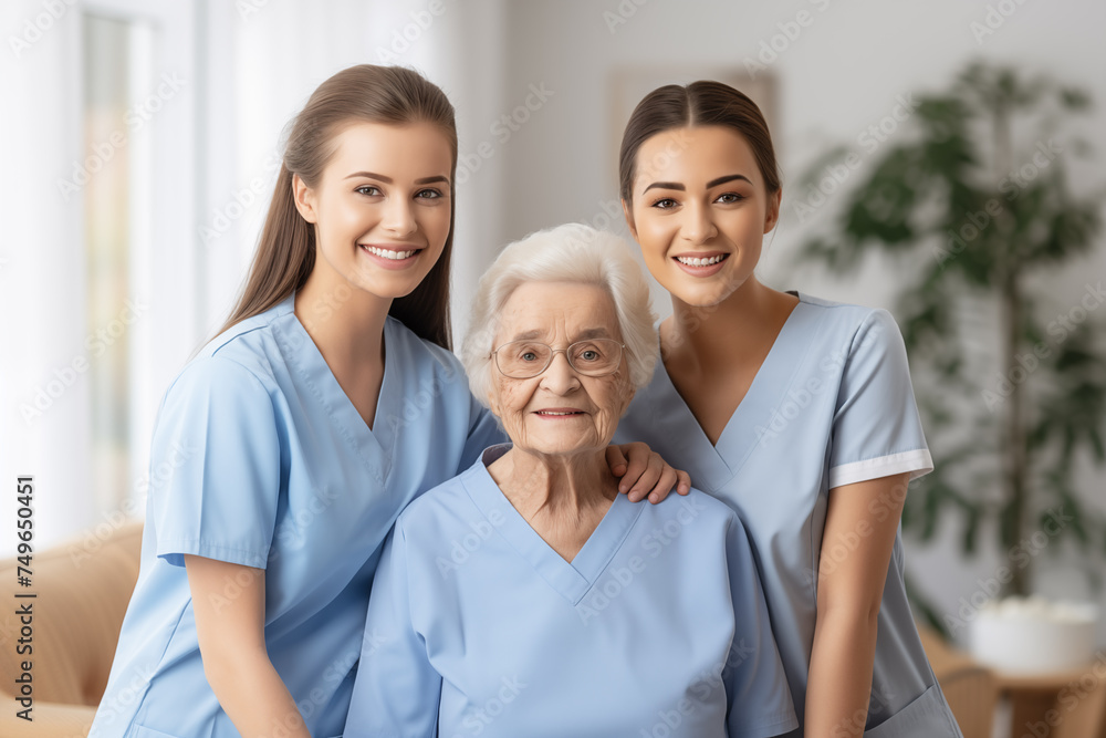 Senior Care: Compassionate Nurses with Elderly Woman - Healthcare Support Senior Care: Compassionate Nurses with Elderly Woman - Healthcare Support