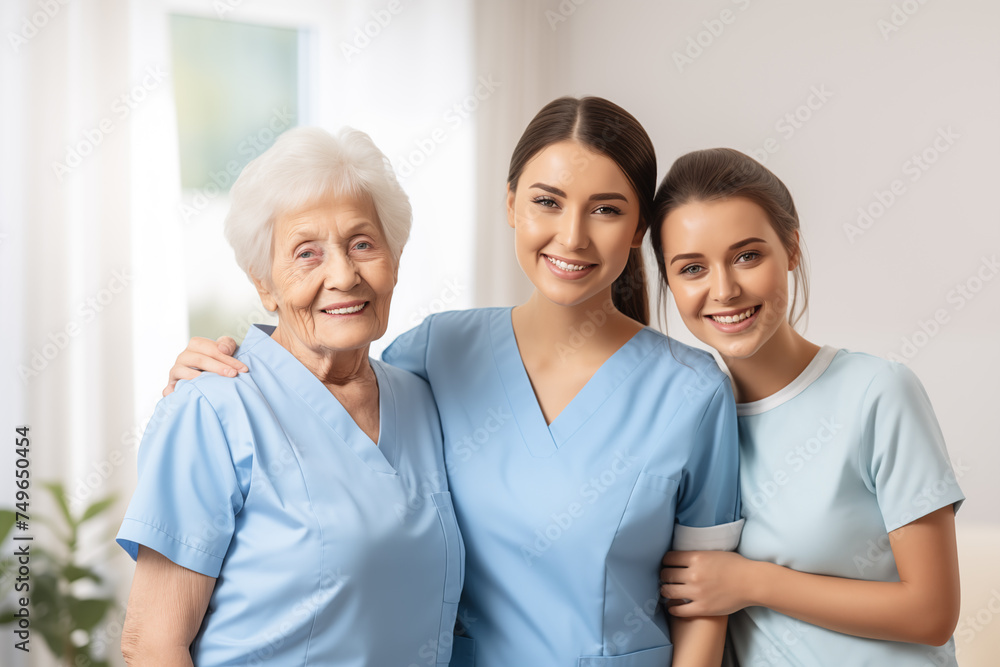 Senior Care: Compassionate Nurses with Elderly Woman - Healthcare Support Senior Care: Compassionate Nurses with Elderly Woman - Healthcare Support
