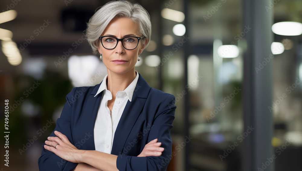 Professional Businesswoman Smiling in Corporate Office Environment Professional Businesswoman Smiling in Corporate Office Environment
