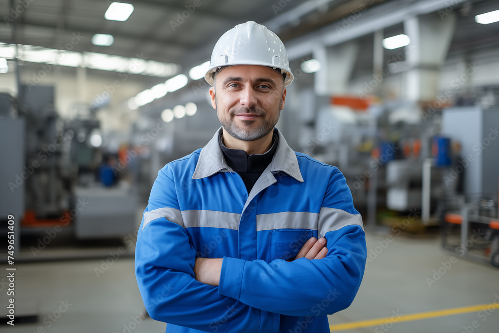 Experienced Factory Supervisor in Protective Gear - Industrial Leadership