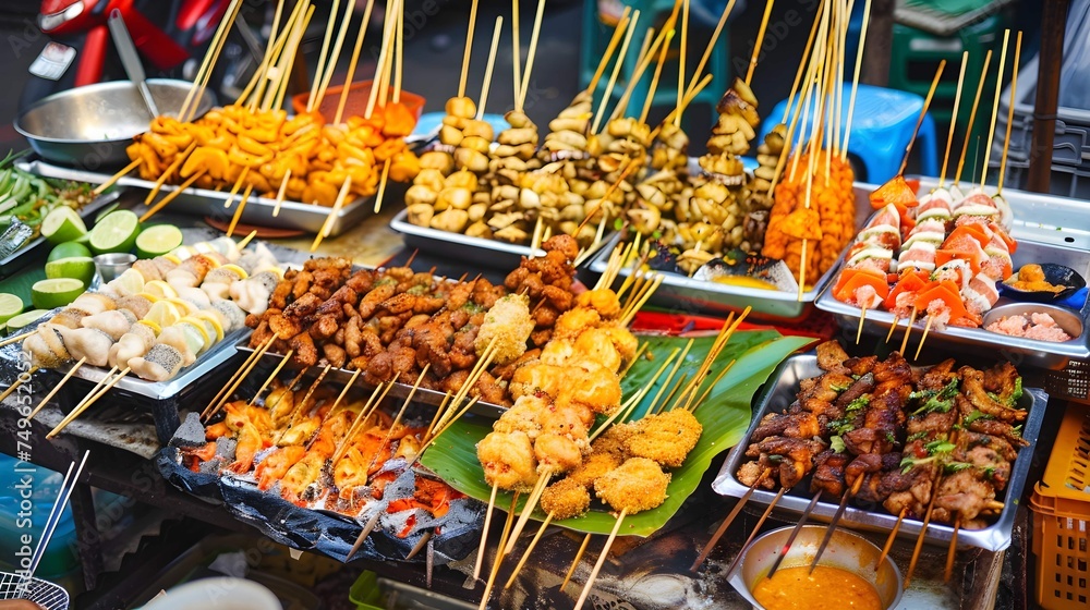 Thai street food, The market in Thailand is full of food
