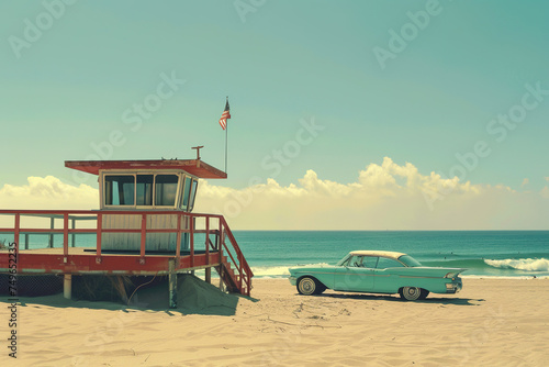 a lowrider on a sunny beach