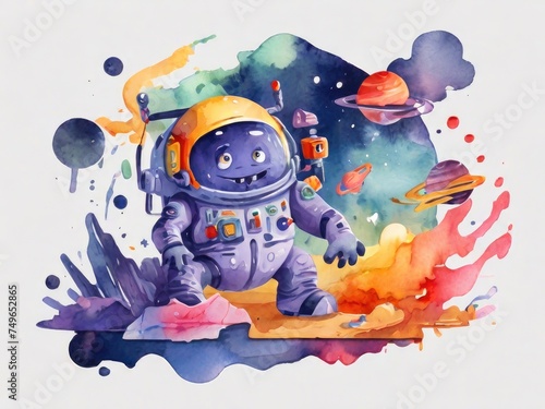 monster watercolor illustrtaion photo