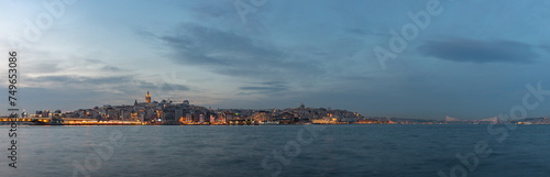 Istanbul Bosphorus Strait Panorama at Sunset
