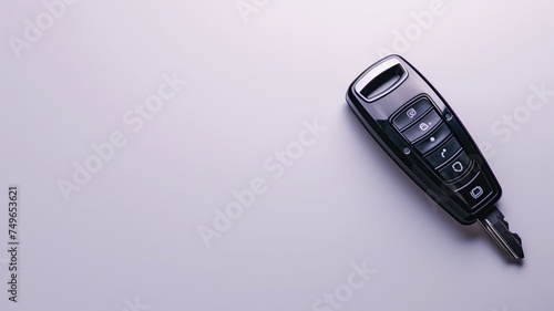 A sleek car key with integrated buttons on a soft gradient backdrop, symbolizing access and mobility