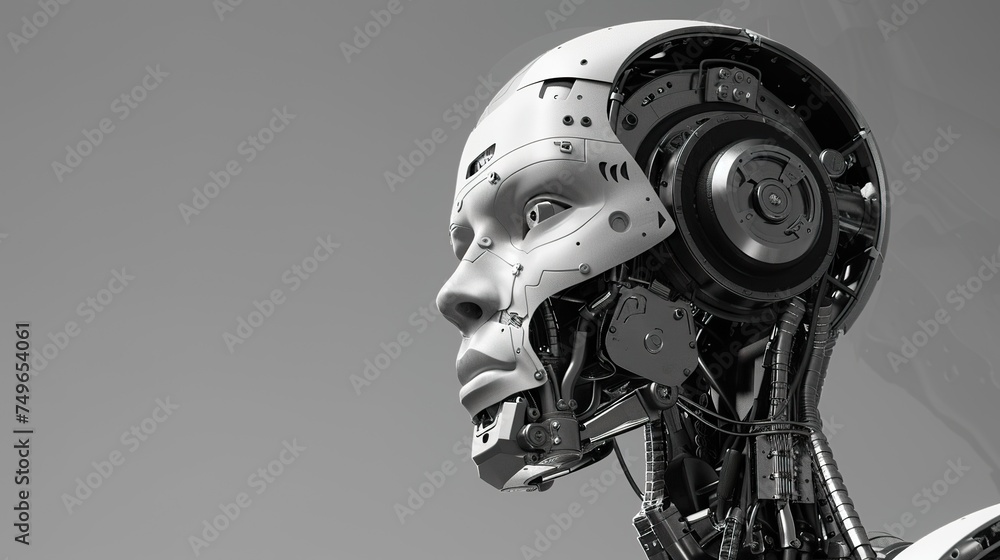 3d rendering humanoid robot or artificial intelligence cyborg with empty space 3d rendering humanoid robot or artificial intelligence cyborg with empty space