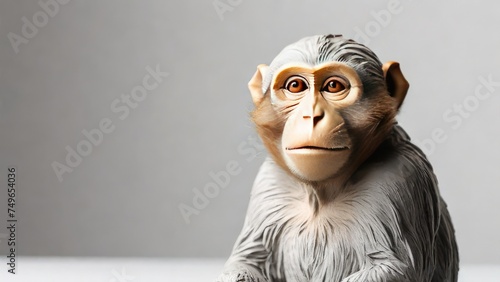 portrait of a monkey statue in white background © alvian