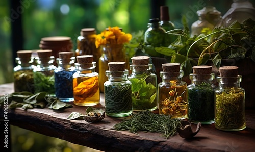 Medicinal herbs and tinctures spices