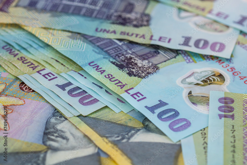 Obraz premium LEI Romanian money. RON Leu Money European Currency