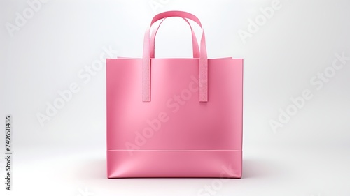 Pink shopping bag on white background.