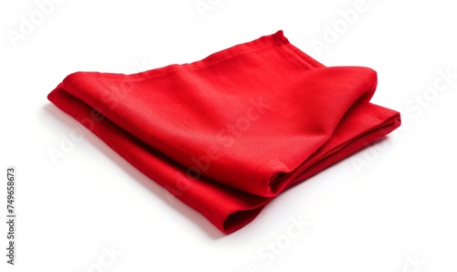 Red silk napkin isolated on white background