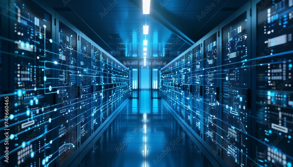 Fototapeta premium Compliance-Ready Data Center Solutions, compliance-ready data center solutions with an image showcasing adherence to regulatory standards such as GDPR, HIPAA, AI