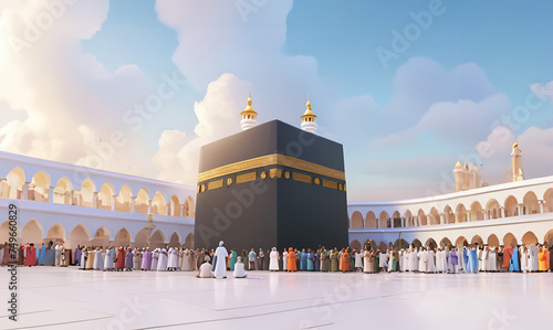 kaaba illustration, cartoon style