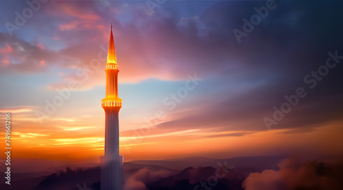 radiant minaret sunset