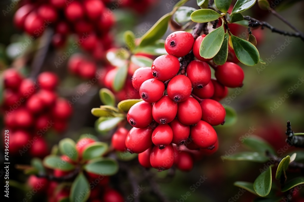 Bearberry on a tree in the orchard. Fresh Bearberry fruits Bearberry on a tree in the orchard. Fresh Bearberry fruits