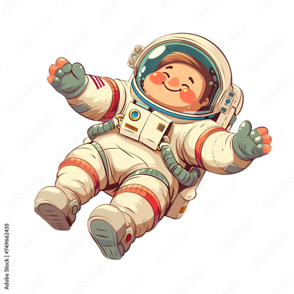 Obraz premium Cute Chubby Cosmonaut Adventure
