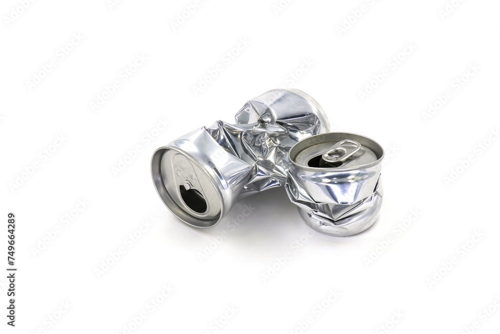 Crumpled empty blank soda or beer can garbage, Crushed junk can can recycle isolated on white background. Crumpled empty blank soda or beer can garbage, Crushed junk can can recycle isolated on white background.