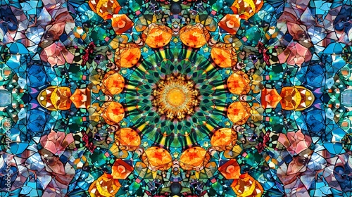 Seamless kaleidoscopic mosaic pattern background