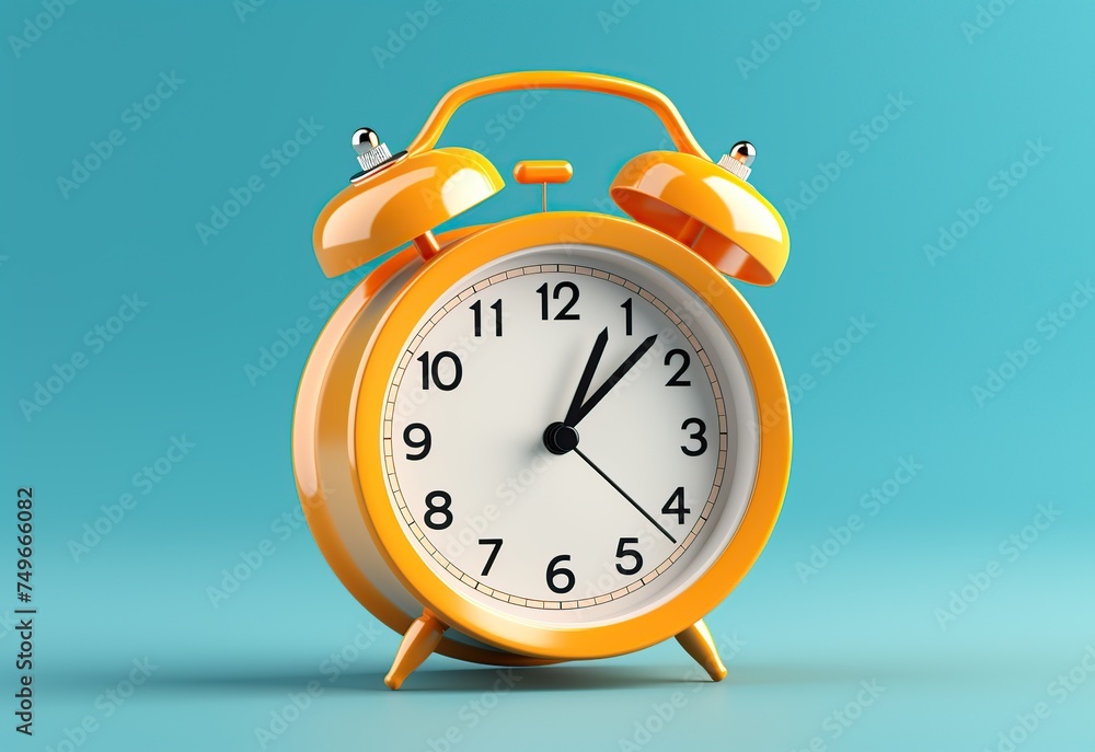 Orange alarm clock on blue background. Orange alarm clock on blue background.
