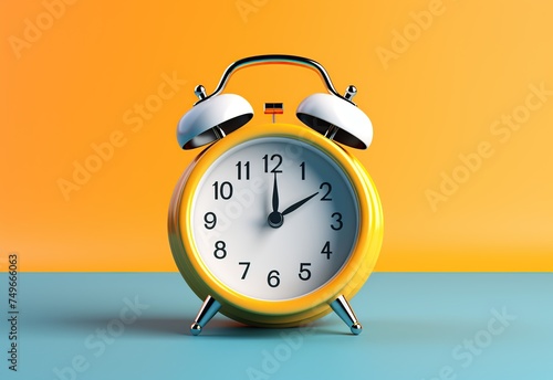 Alarm clock isolated on orange background.