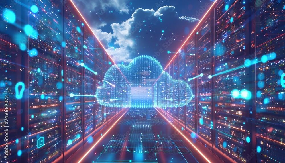 Data Center Interconnection Ecosystem, a data center interconnection ecosystem with an image depicting connectivity between multiple data centers, AI - obrazy, fototapety, plakaty 