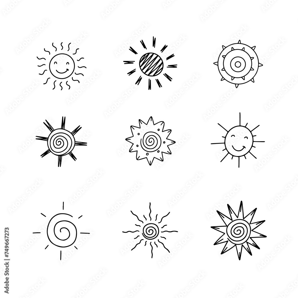 Sun doodle line vector illustration Sun doodle line vector illustration